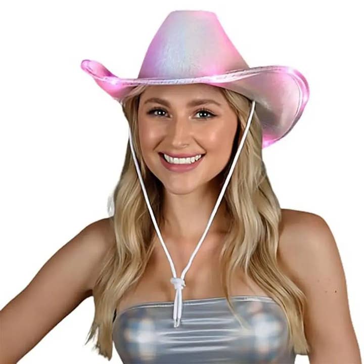 Blinkee.com, LLC - Wholesale Cowboy Hat - Women's - Metallic LED Cowboy Space Cowgirl Hats, Pack of 3