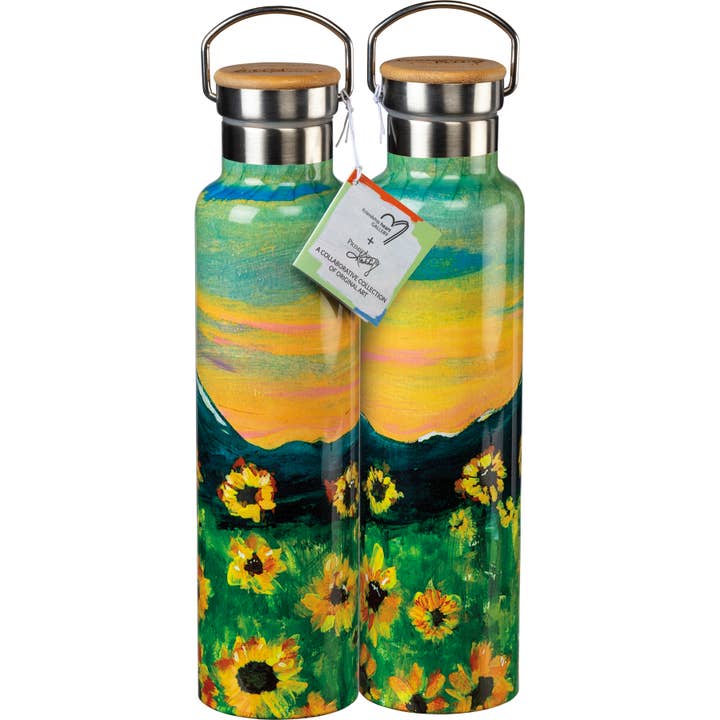 Make It Happen Sunflower Insulated Bottle for wholesale by Primitives by Kathy