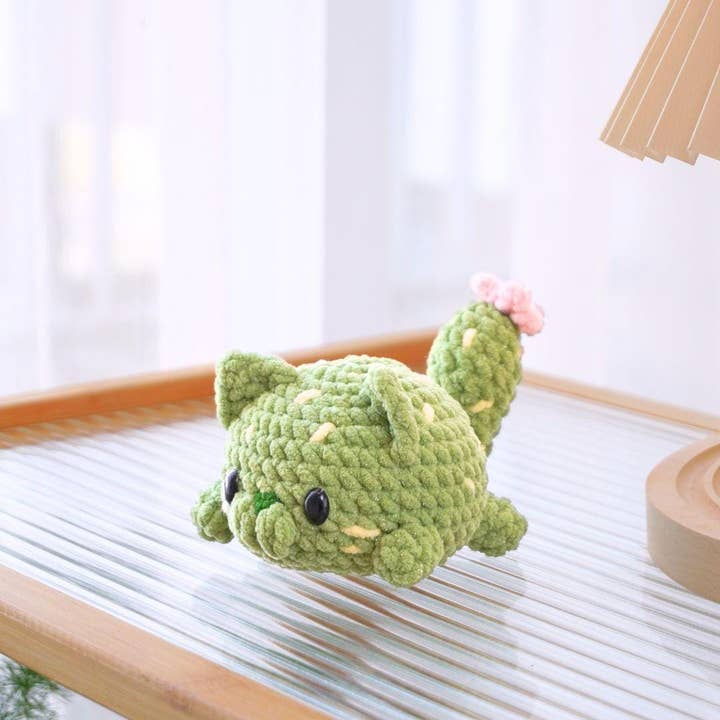 TOMOPOD LLC - Wholesale Stuffed/Plush Toy - Kids & Baby - Crochet Pretty Cactus Cat, Stuffed Animal, Amigurumi Cat