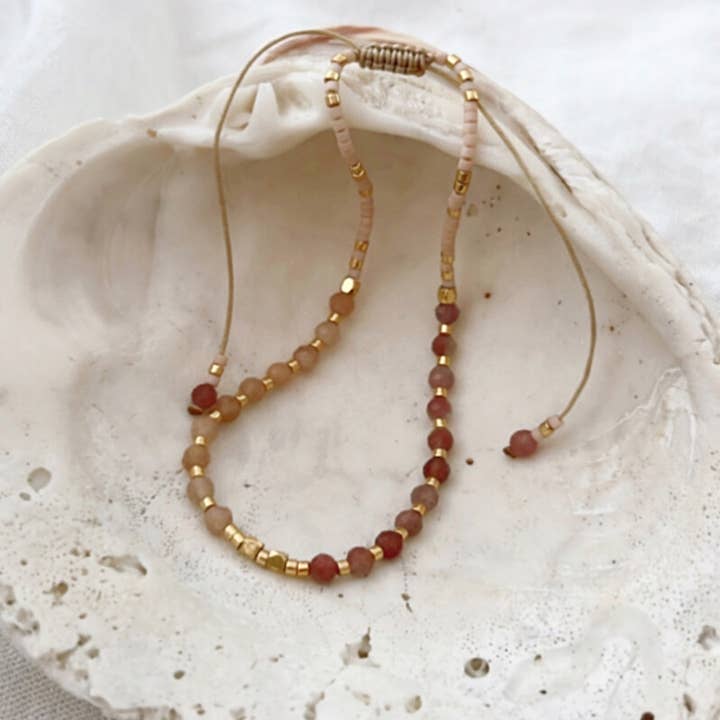 GEMSTONE ANKLET ✿ ROSE for wholesale by UNIQ Jewelry