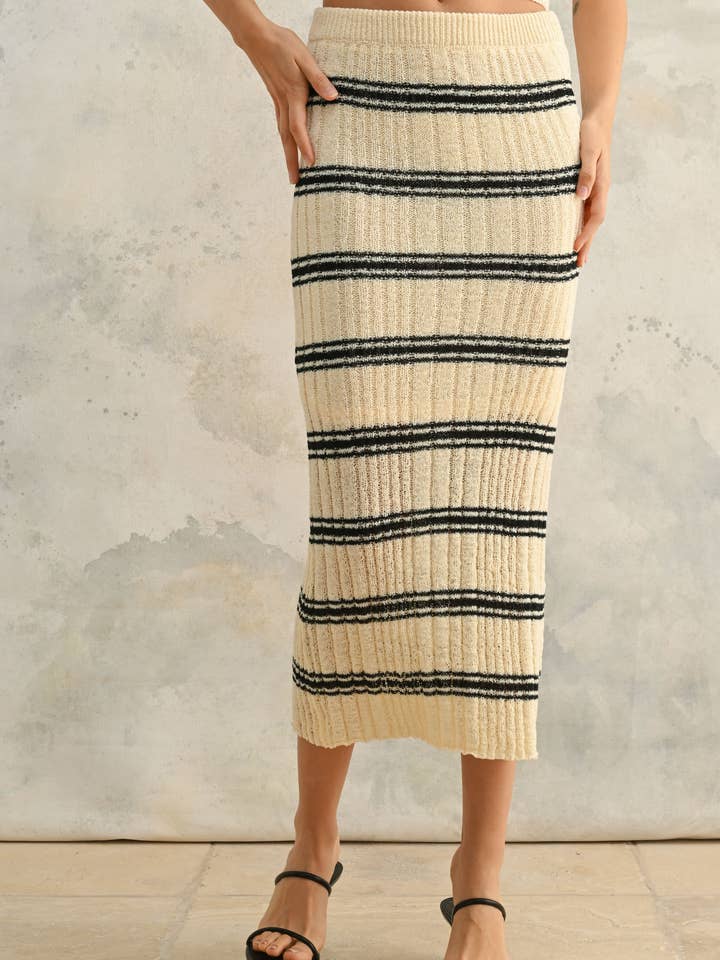 S4407ST STRIPED KNITTED SKIRT for wholesale by MIOU MUSE