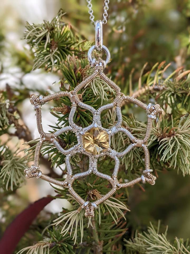 14K Citrine, Silver & Gold-Filled Mandala Pendant for wholesale by Le Tourbillon Minéral