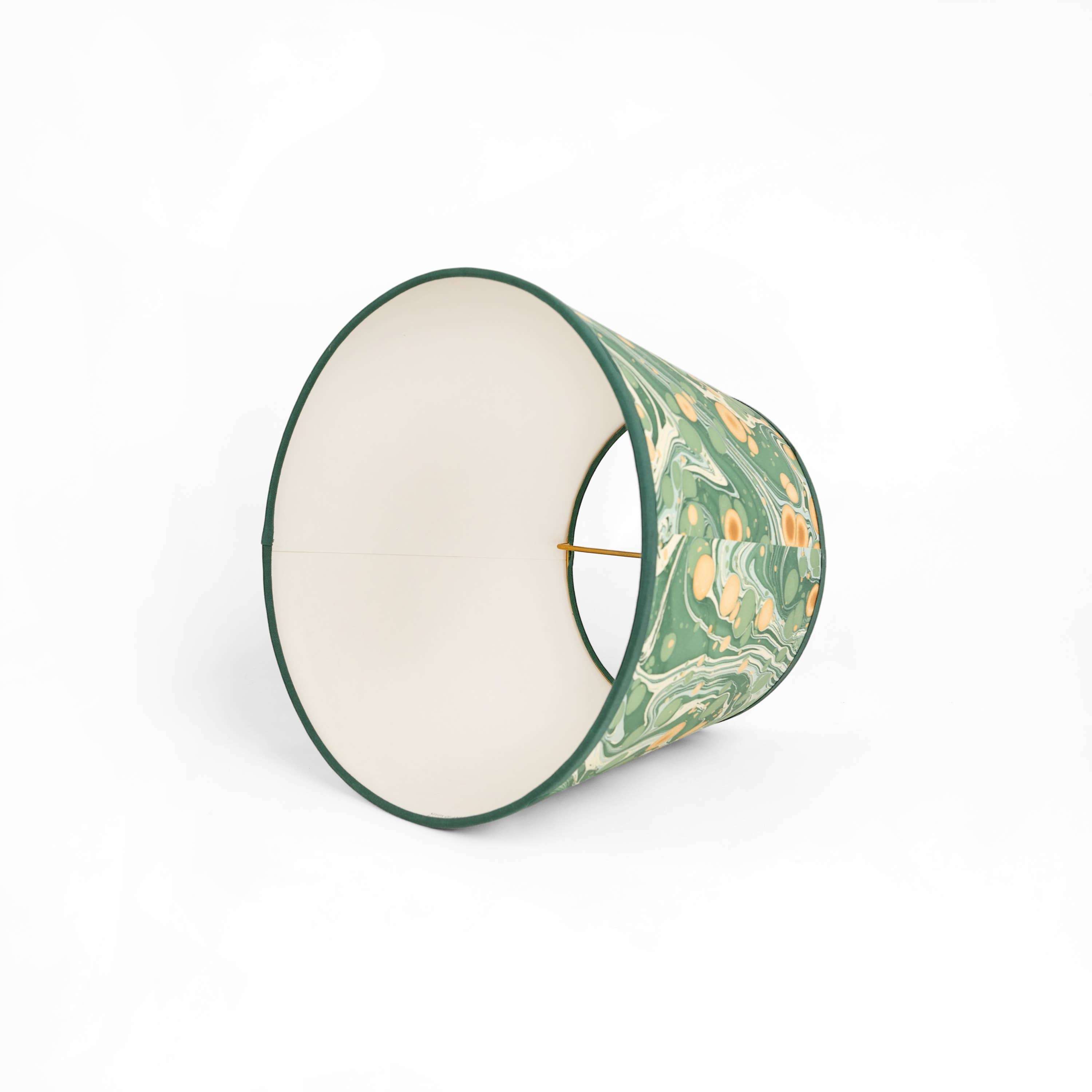 Craft Boat - Wholesale Lamp Shade - HAND MARBLED LAMPSHADE LARGE - GREEN GOLD PEBBLES2