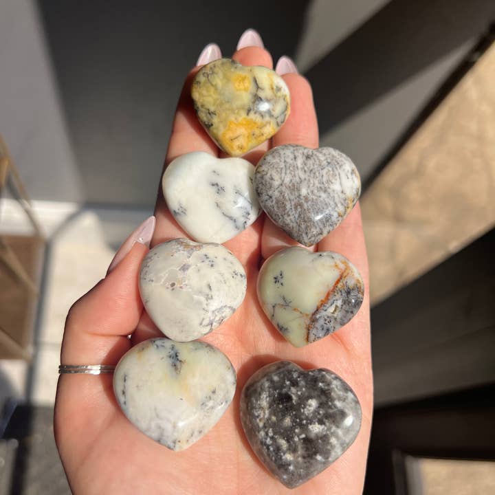 Sapphire & Sage - Wholesale Spiritual Stone/Crystal - Dendritic Opal Heart Crystal Carving