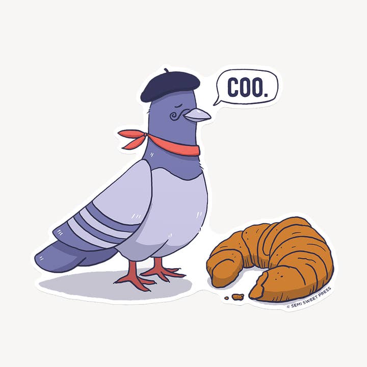 Semi Sweet Press - Wholesale Sticker - Pigeon compostable sticker0