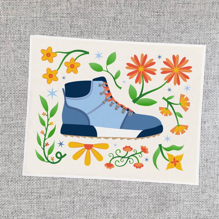 Bloomstep Hiking Boot Art Print for wholesale by Dandymark