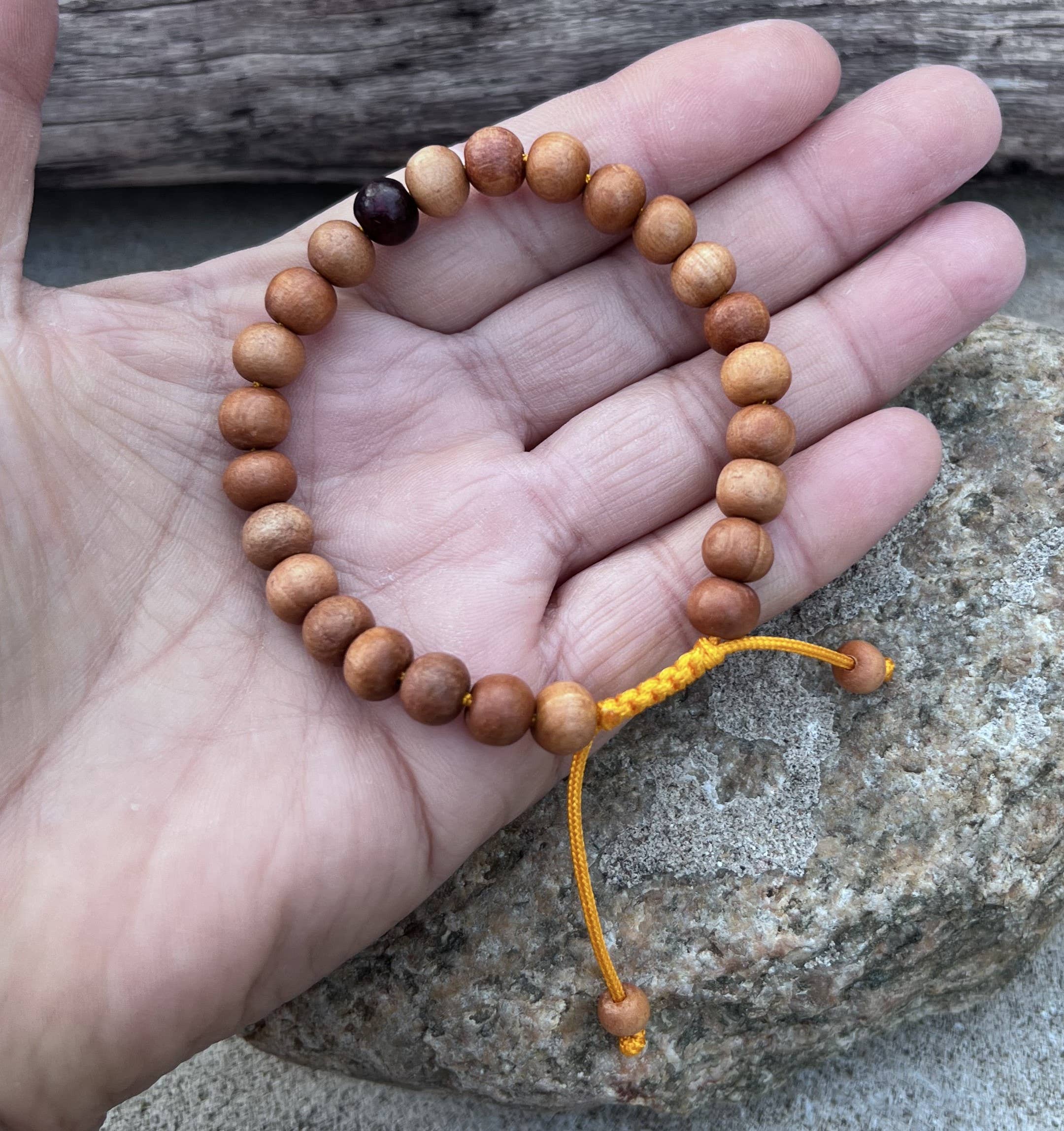 Lungta Imports - Wholesale Beaded Bracelet - Sandalwood Beads Adjustable Wrist Mala Bracelet0