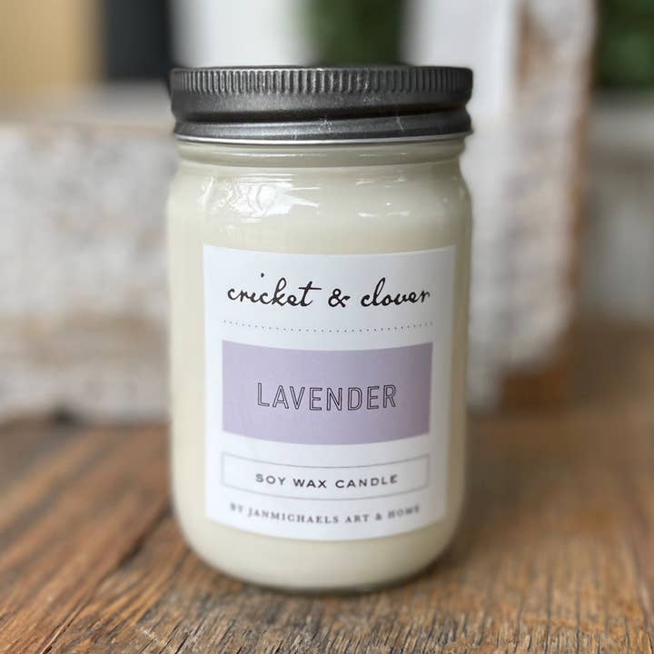 Lavender Soy Mason Jar Candle for wholesale by JanMichaels Art & Home