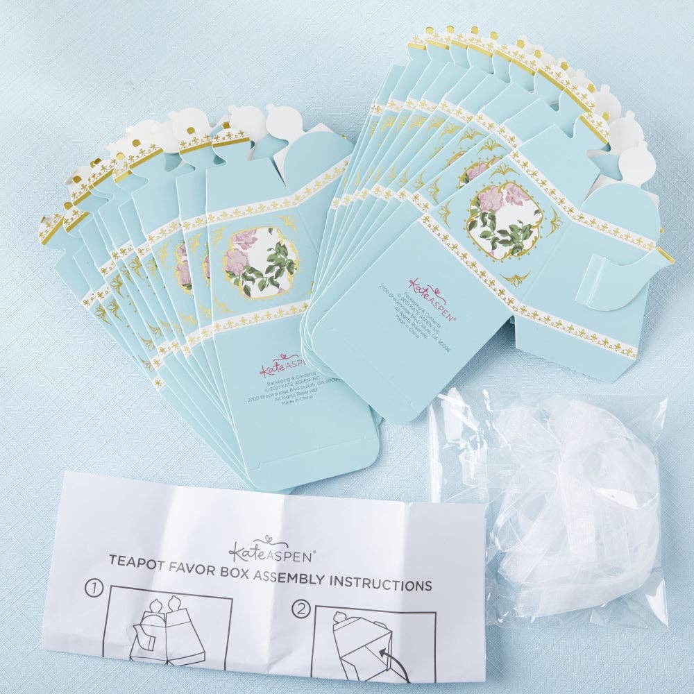 Kate Aspen – wholesale Påse/låda för partygåva – Te tid nyckfull tekanna favör Box - blå (uppsättning av 24)3