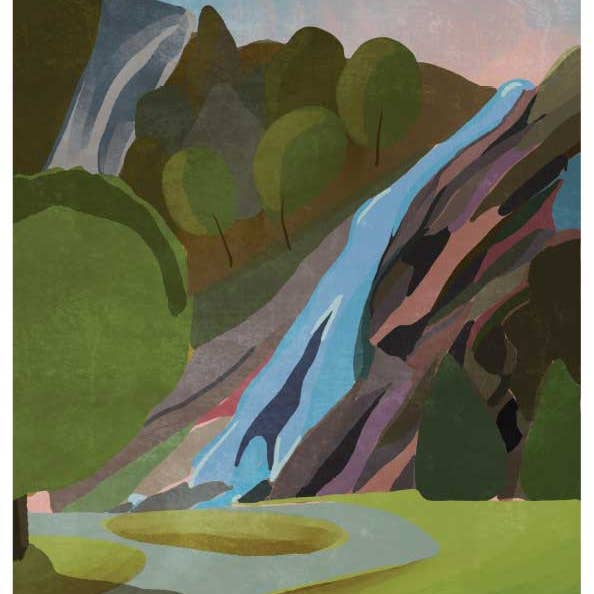 Stampa murale Powerscourt Waterfall A4 per la vendita all'ingrosso da parte di She Designs He Prints