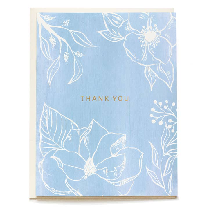 Tarjeta de felicitación de agradecimiento Blue Floral Garden para venta al por mayor de Pen + Pillar