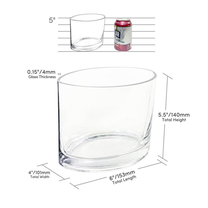 Jacobson - Wholesale Vase - Fish Eye Oval Glass Vase - 4"W x 6"L x 5.5"H - Box of 12