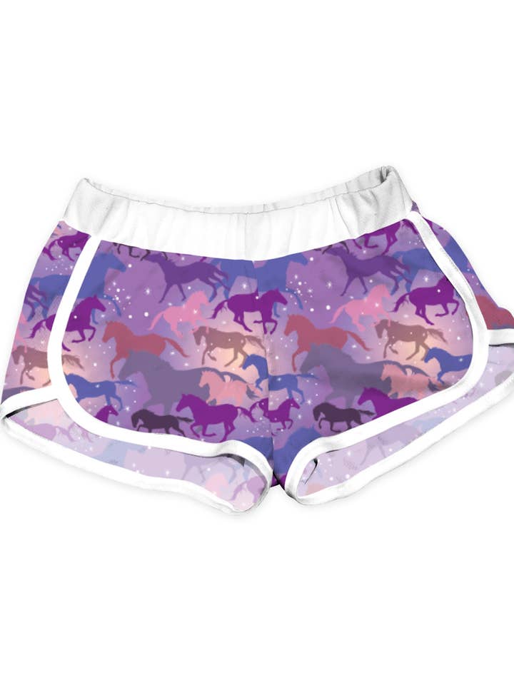 Purple Horses Shorts for wholesale by Urban Smalls
