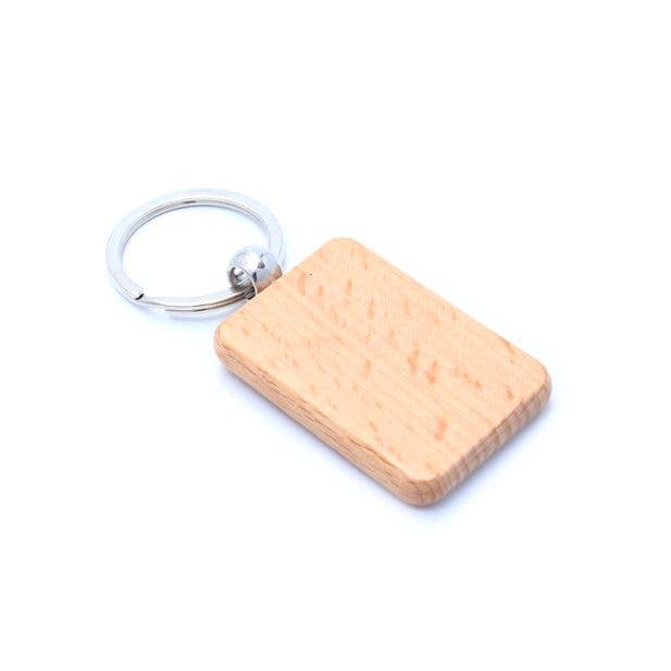 Inca UK – wholesale Keychain – Unisex – Rectangular Wooden Keyring 5X3.5cm0