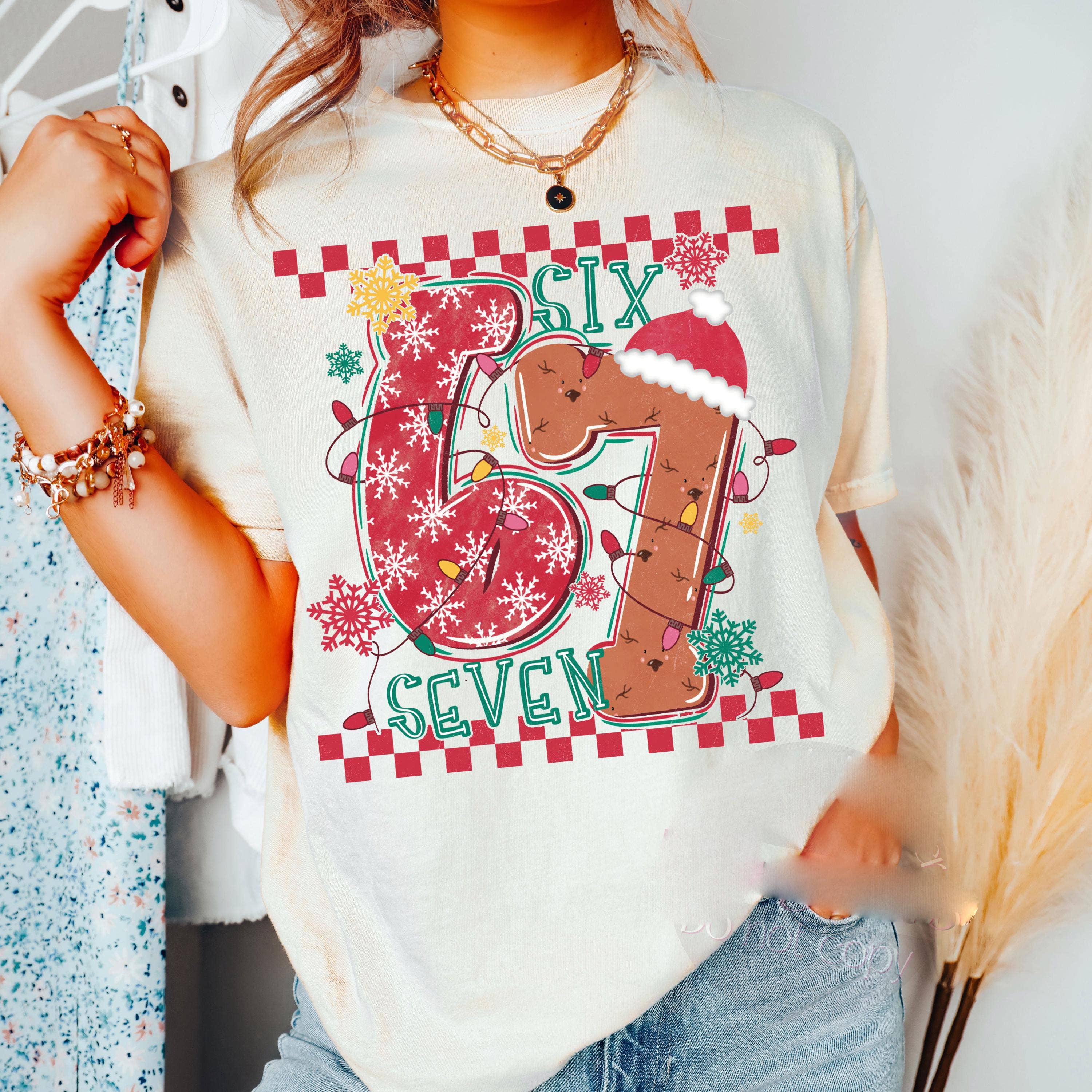 DLT Ecommerce - Wholesale T-Shirt (Graphic) - Women's - Trending Six Seven Christmas Tee, Retro Christmas Sweatshirt