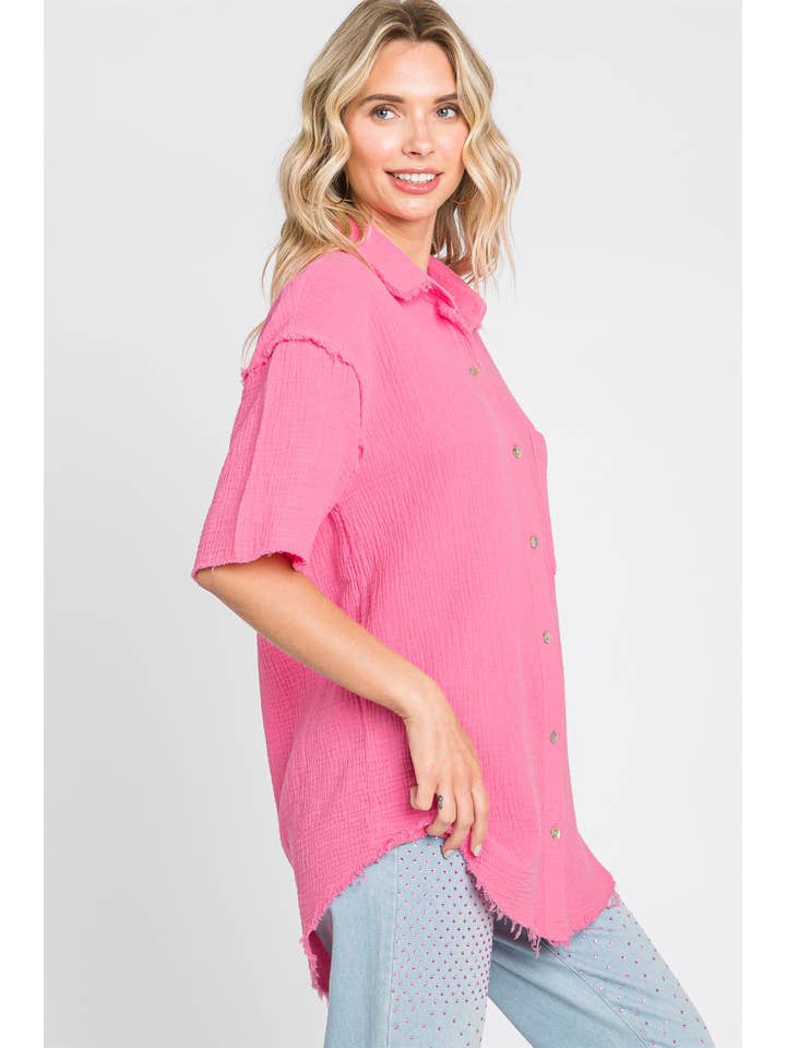 GeeGee x Lovelo - Wholesale Overhemd met knopen - Dames - Bovenkant van dubbel gaas: WT602153