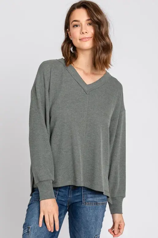 Dk Olive Thermal Long Sleeve Top - T31146 for wholesale on Faire1