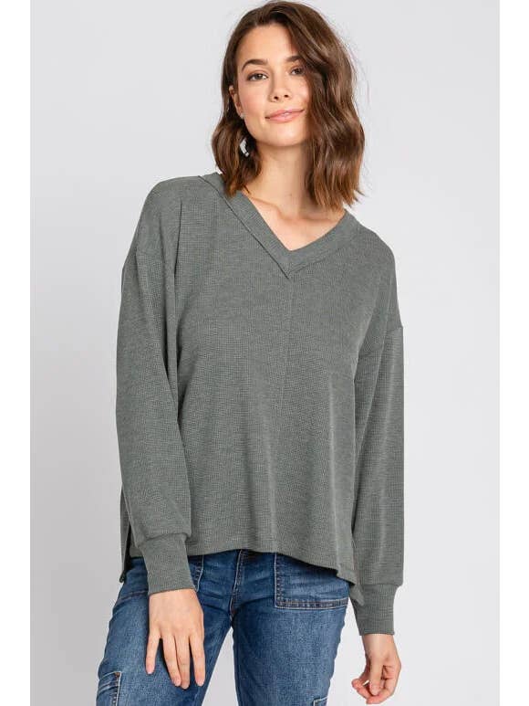 Dk Olive Thermal Long Sleeve Top - T31146 for wholesale on Faire1