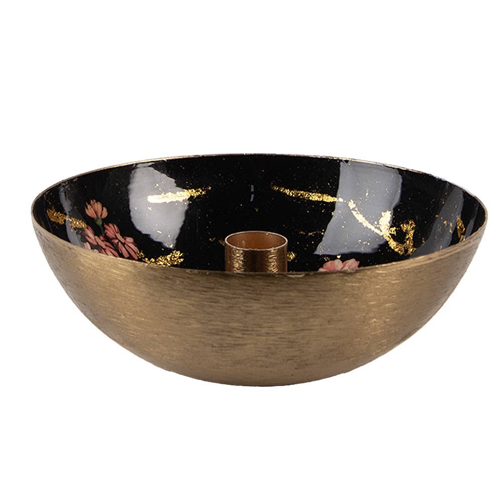 Clayre & Eef - Wholesale Candle Holder - 65881 Candle holder Ø 17x6 cm Gold colored Black Metal0