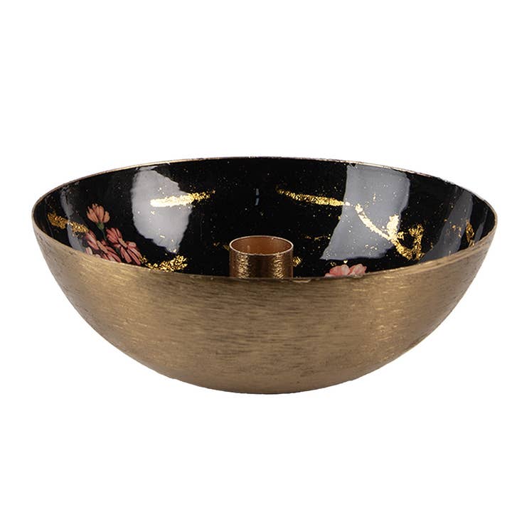 Clayre & Eef - Wholesale Candle Holder - 65881 Candle holder Ø 17x6 cm Gold colored Black Metal
