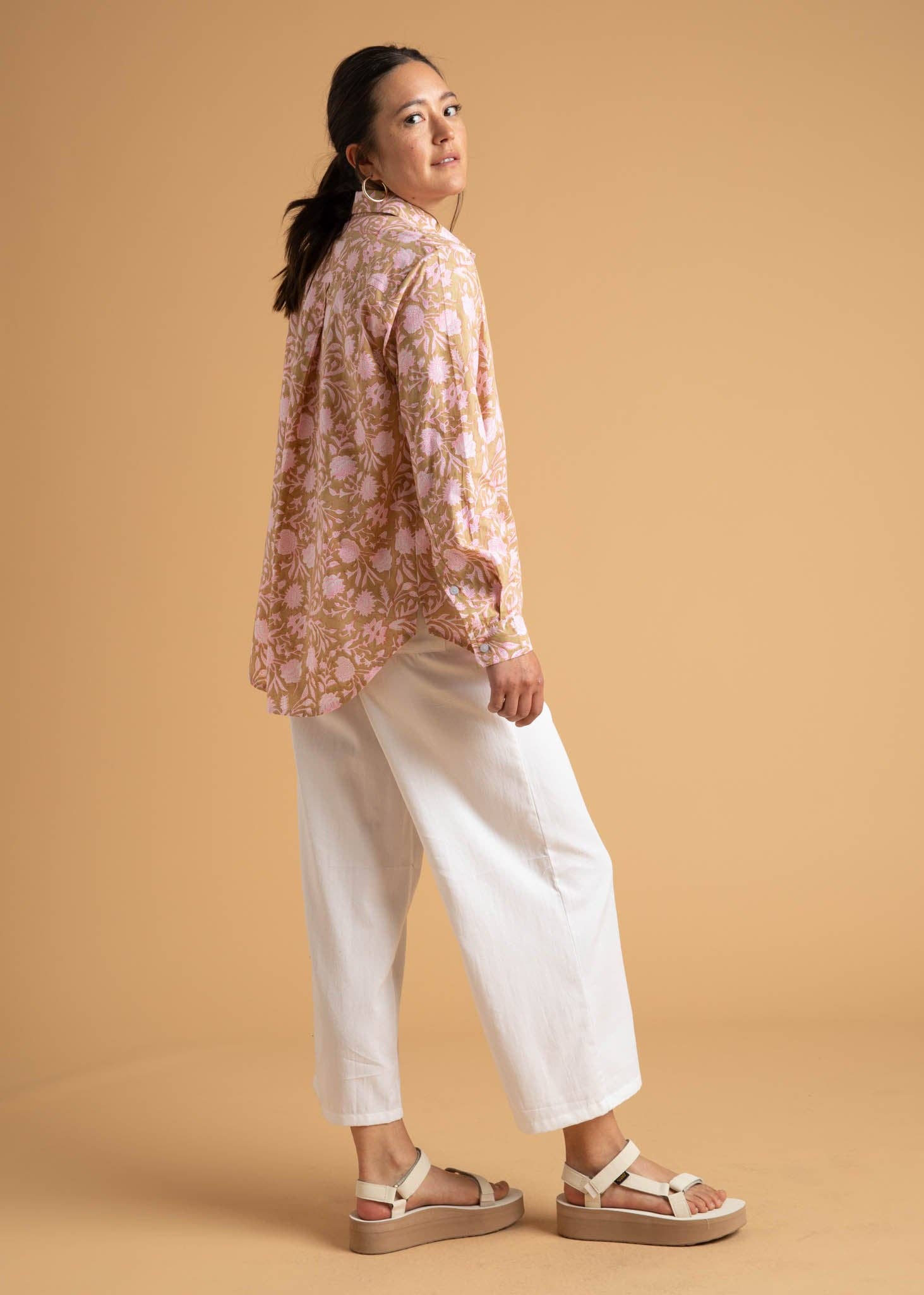 Good Boyfriend Shirt - Floral Escape Baked Clay & Neon Pink for wholesale on Faire16