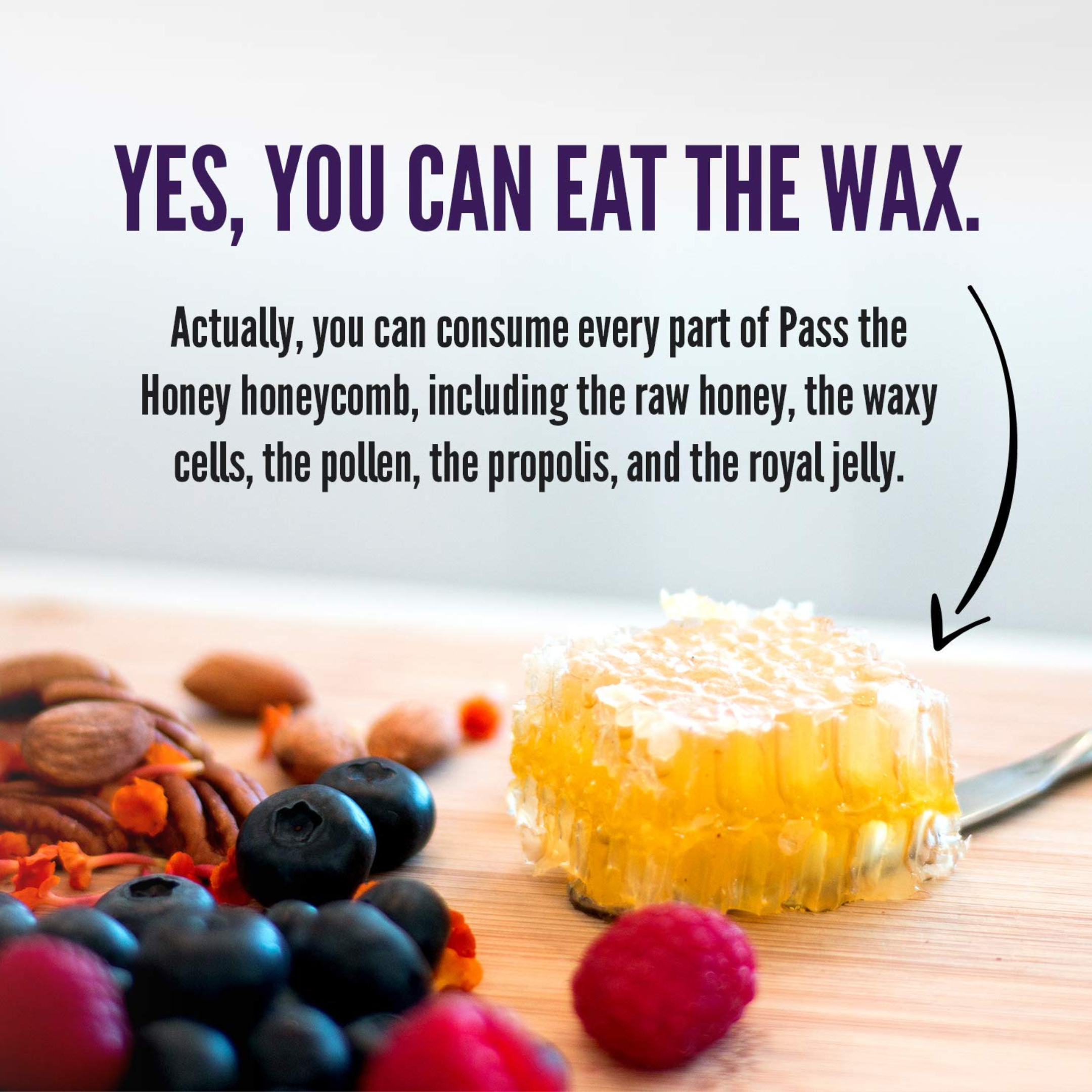 Pass the Honey - Wholesale Honey - 100% Pure Raw Snacking Honeycomb: 96ct in 4 Retail Caddies2