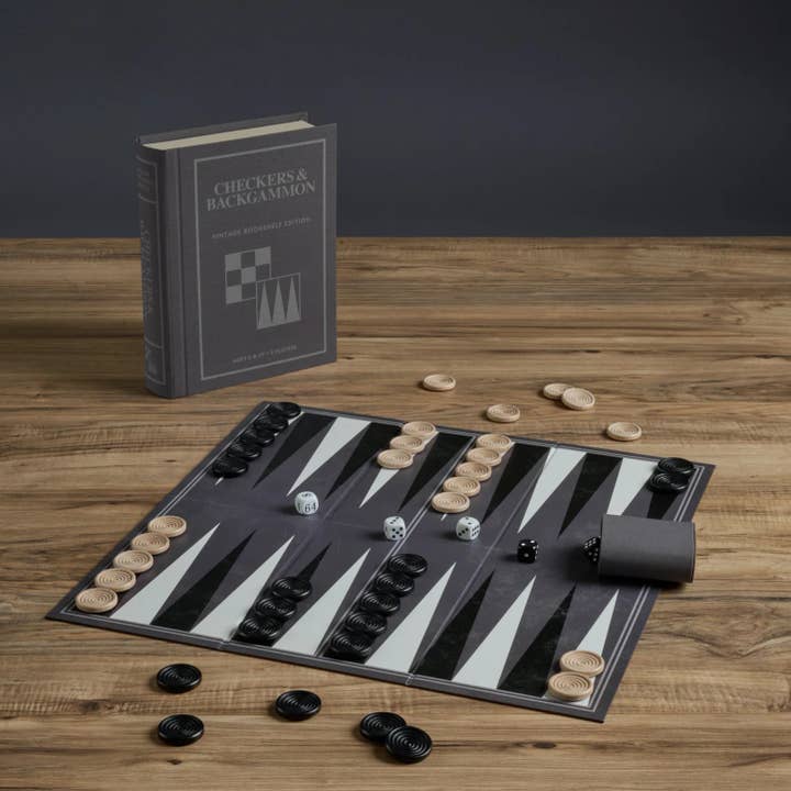 WS Game Company - Wholesale Board Game - Checkers & Backgammon Vintage Bookshelf Edition6