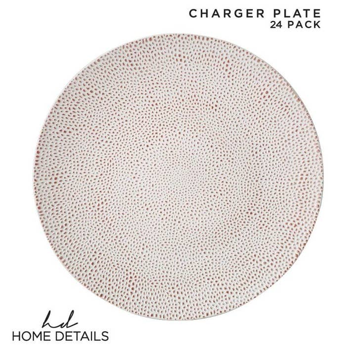 Placa Carregadora de Plástico Redonda White Pebble | 1 Carregador por atacado de Luxe Party