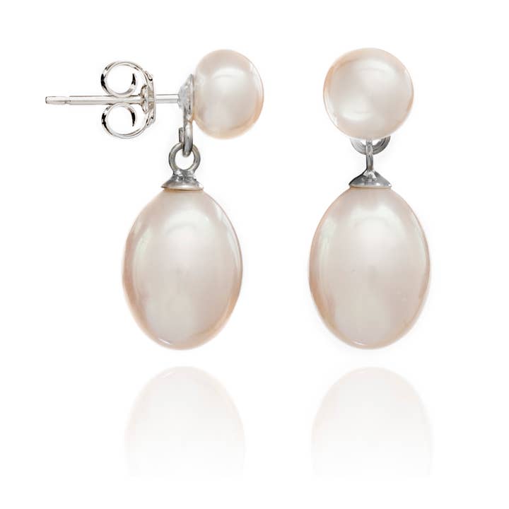 White cultured freshwater pearl drop earrings for wholesale by Pearls of the Orient
