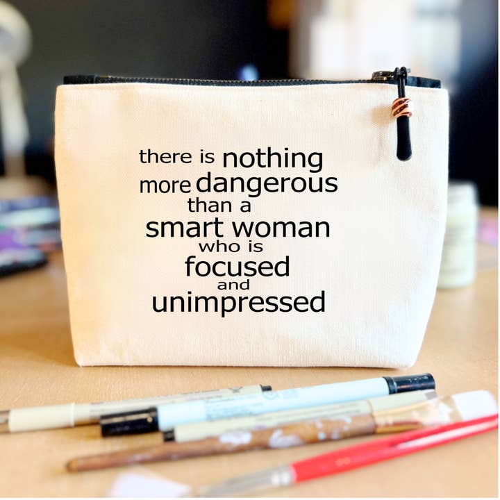 Pretty Clever Words - Wholesale Pouch - Women's - Canvas Pouch Lined Zip Bag - Focused and Unimpressed2