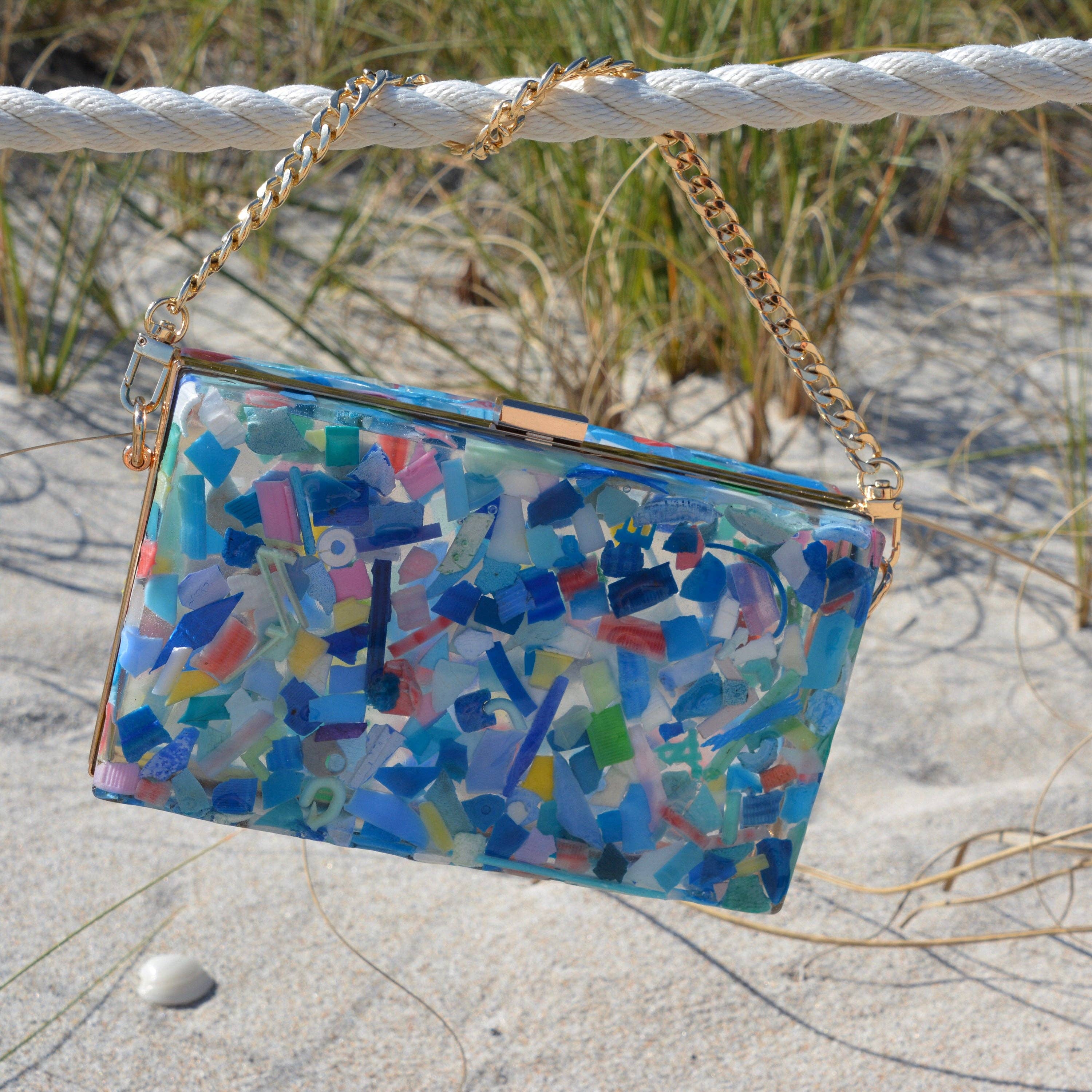 Ocean Plastics - Wholesale Clutch Bag - Women's - Statement clutch made from ocean plastic, purse made of micro plastic, colorful evening bag, recycled eco-friendly fashion, something blue2