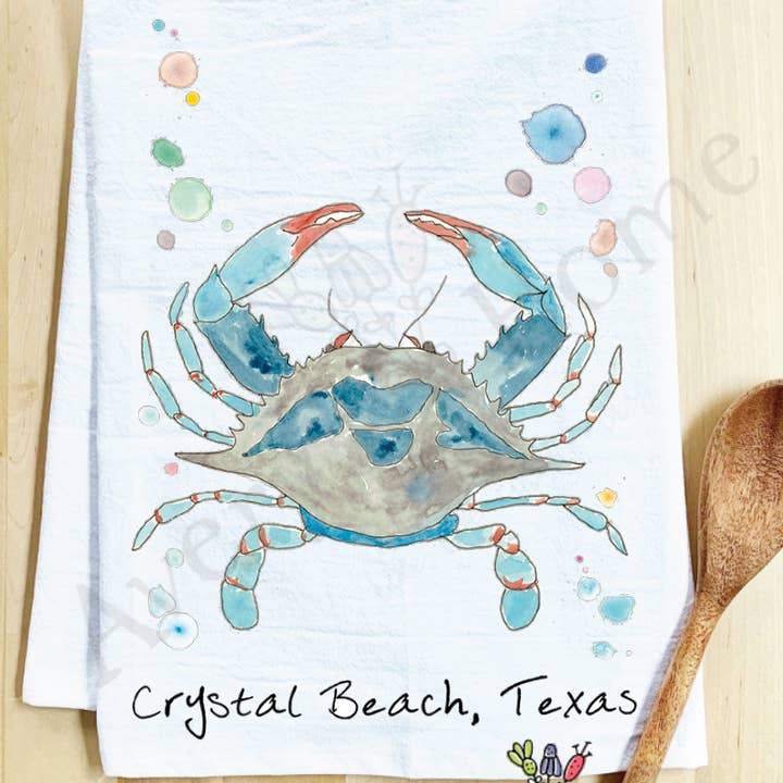 Avery's Home - Vente Torchons - Torchon côtier personnalisable "Blue Crab Ocean"10