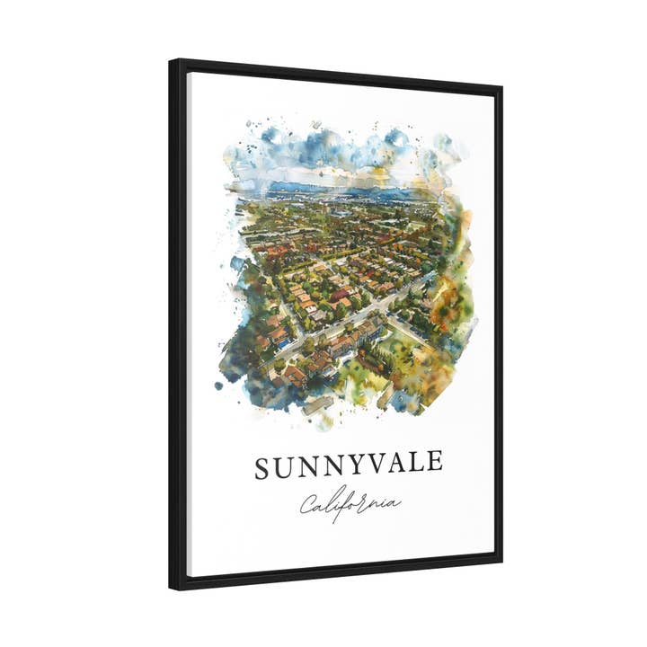 Premium Travel Art – Engroshandel Kunsttryk – Sunnyvale Californien Kunst, Sunnyvale Print, Sunnyvale Akvarel Kunst, Sunnyvale CA Gave,6