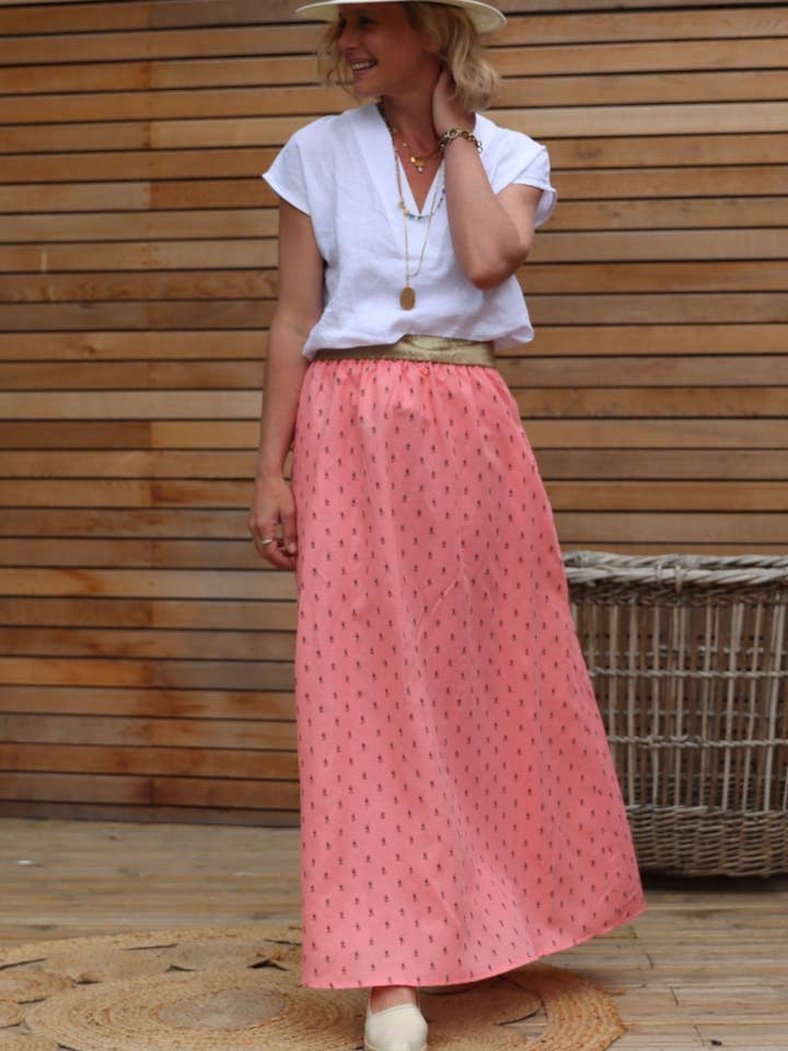 Rachelle Cotton Linen Molène Flower Skirt for wholesale by Quintessence