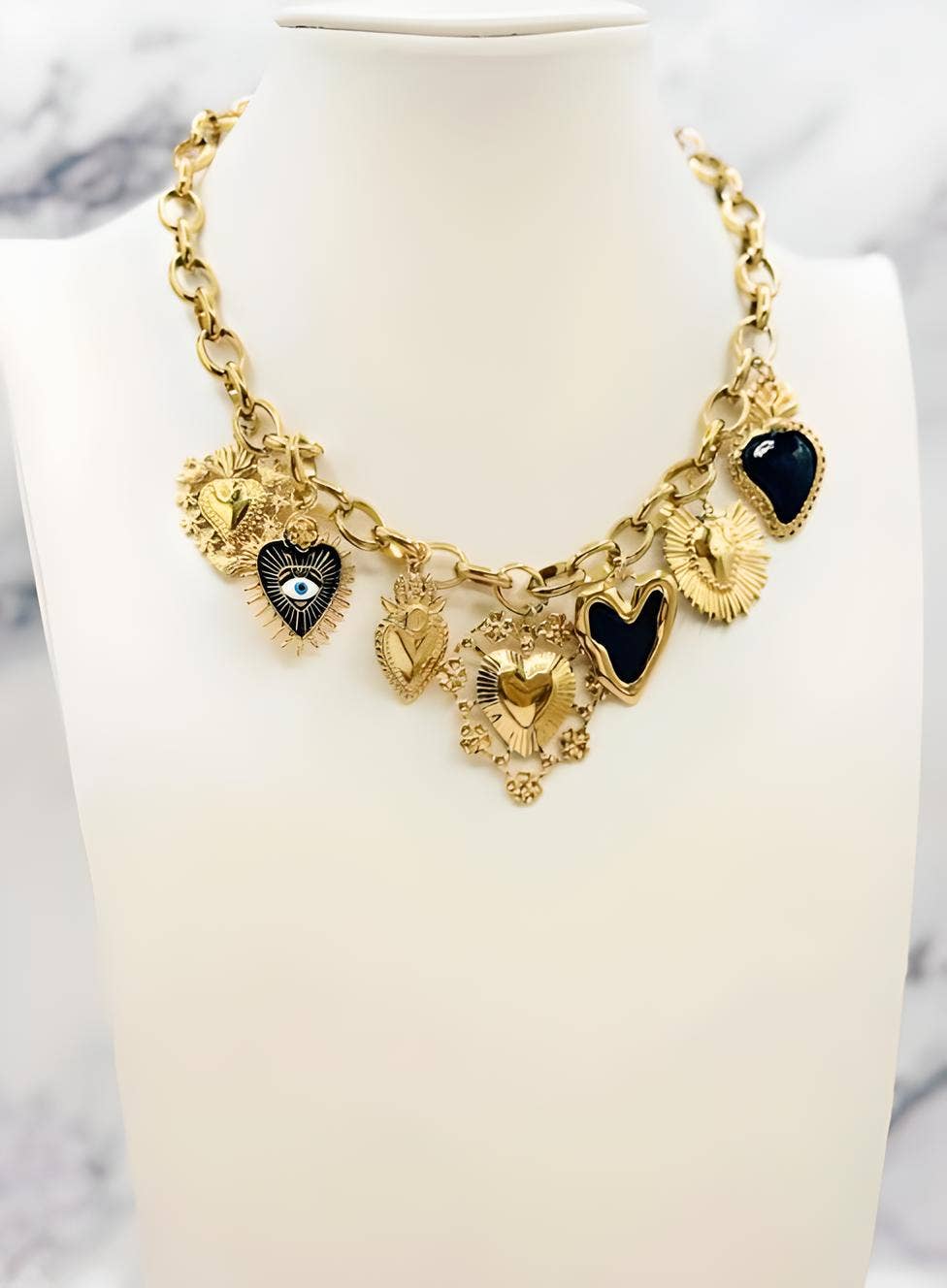 Wild & Free - Wholesale Pendant/Charm Necklace - Boho Chic Necklace with Sacred Heart Charms4