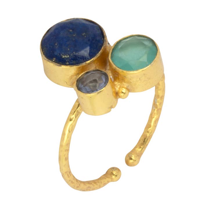 Sybille Anillo Aqua & Azul para venta al por mayor de Ashiana London