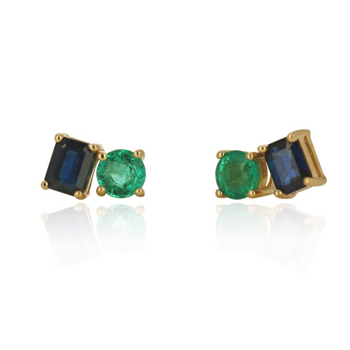 Mini Two Stone Stud Earrings for wholesale by Rachel Reid Jewelry