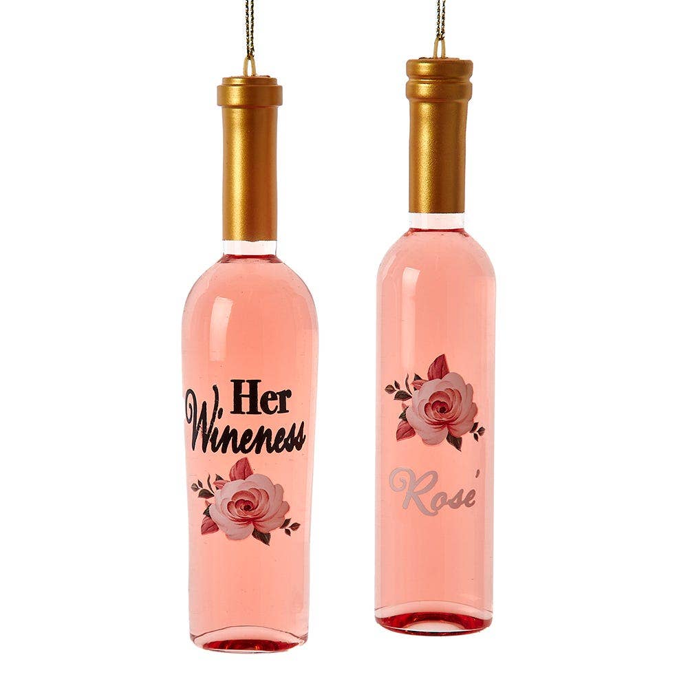 Kurt S. Adler, Inc. - Wholesale Ornament Set - Glass Rosé Wine Bottle Orns, 2 Asstd0