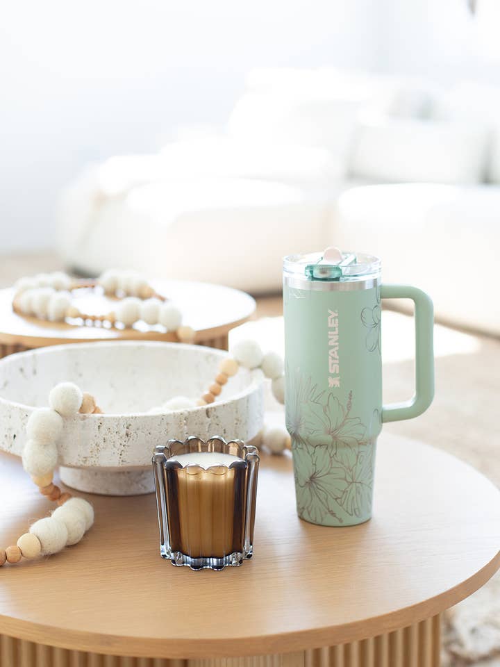 HIBISCUS ENGRAVED STANLEY 30OZ STAINLESS STEEL TUMBLER for wholesale by KNOTS + NOOK