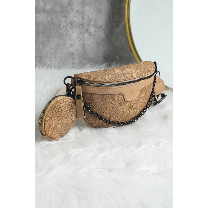 Camel Colorblock Strap Chain Shoulder Bag With Coin Purse for wholesale on Faire