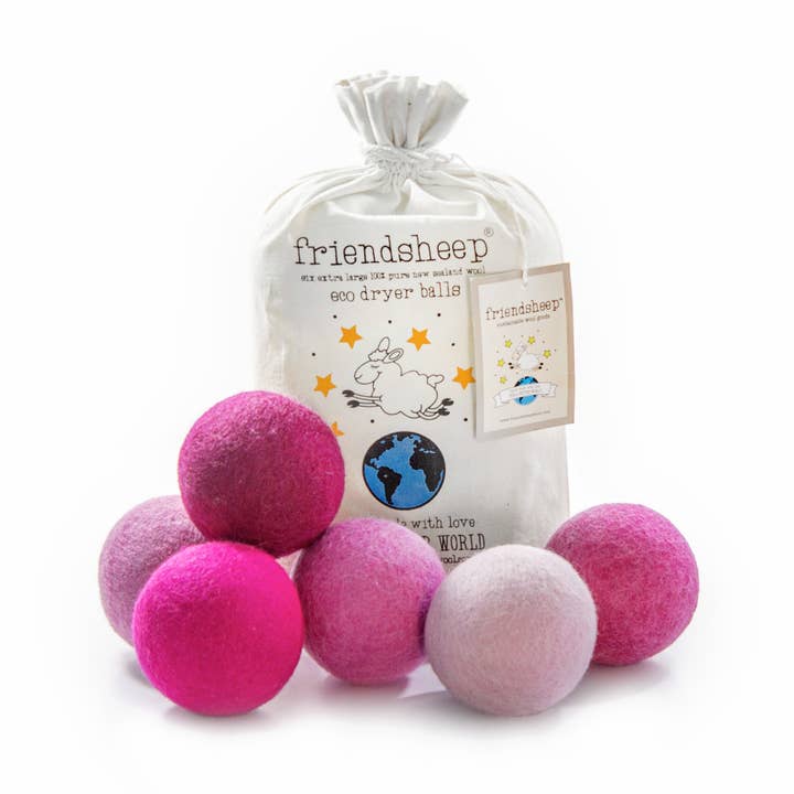 Pink Valentine Eco Wool Dryer Balls - Barbie for wholesale by Friendsheep