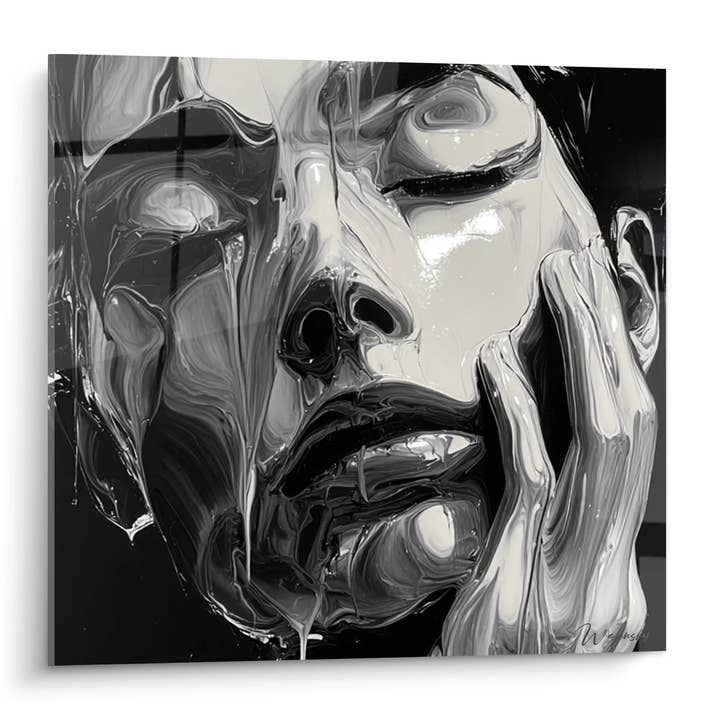 Abstract Woman Face Painting - Fluid Expression - Black and White Face Edition for wholesale by Walensky