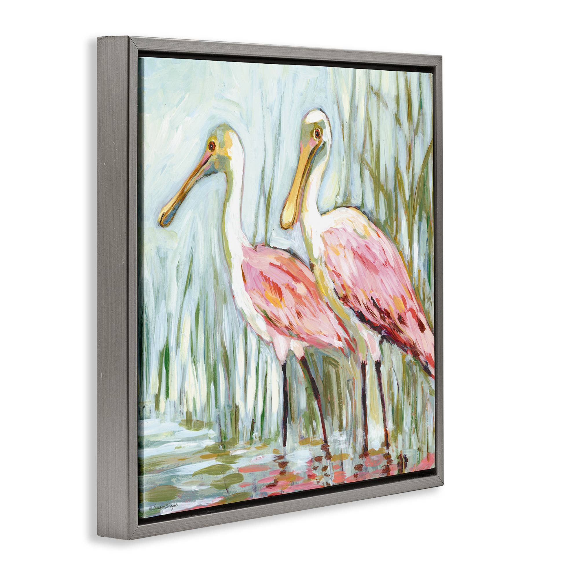 Stupell Industries - Wholesale Canvas Art - Spoonbill Birds Pair Floating Frame20