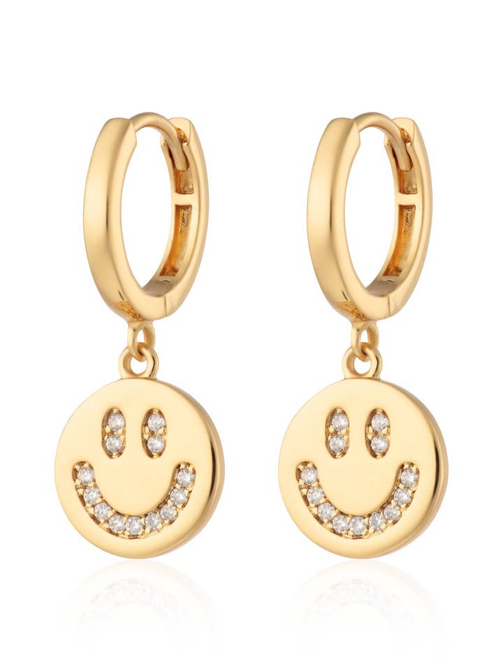 Smiley Face Charm Hoop Earrings and other Purchase Wholesale smiley face. Free Returns & Net 60 Terms on Faire trending on Faire.