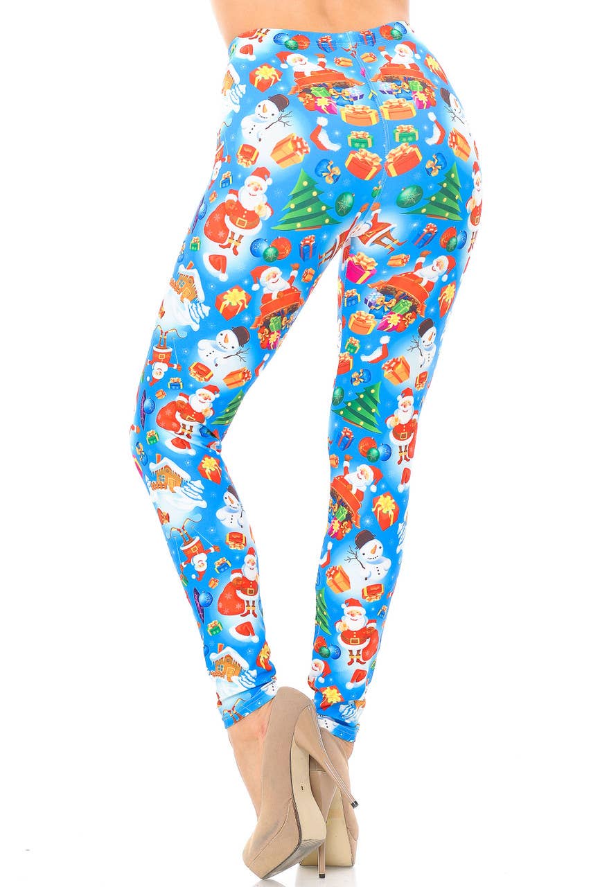 USA Fashion - Wholesale Fashion Leggings - Women's - Creamy Soft Festive Blue Christmas Leggings by USA Fashion™9