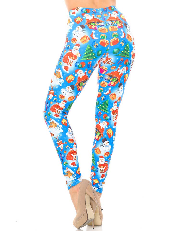 USA Fashion - Wholesale Fashion Leggings - Women's - Creamy Soft Festive Blue Christmas Leggings by USA Fashion™9