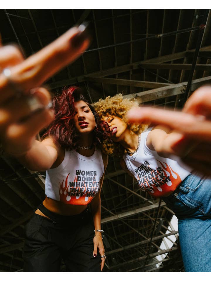 White Women Doing Whatever Flame Crop Tank for wholesale on Faire8