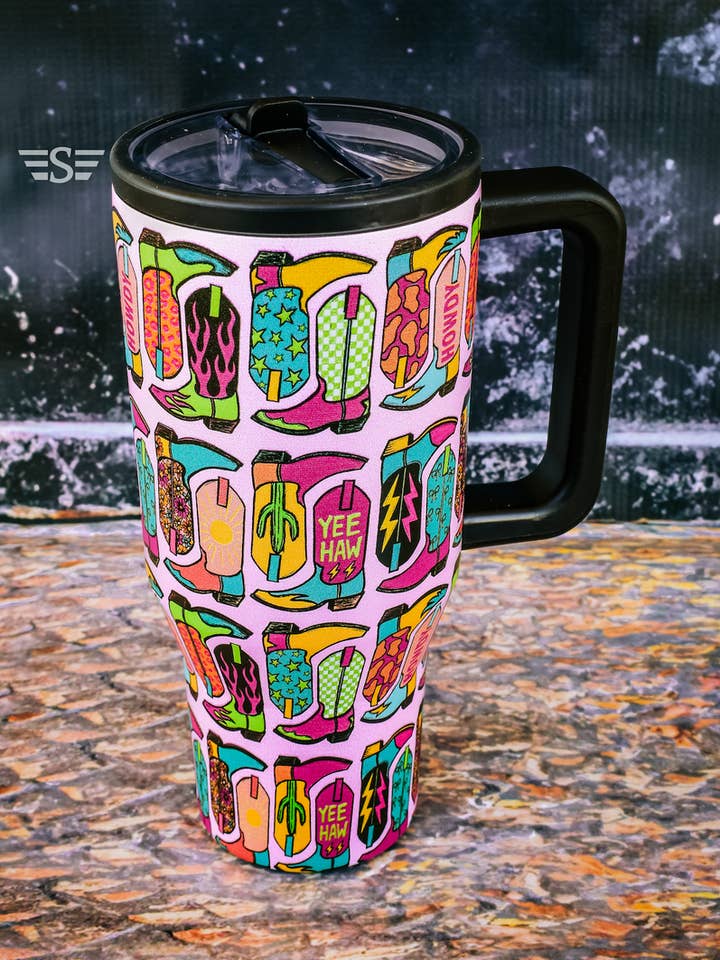 Gobelet vibrant à couvercle rabattable de 32 oz pour danse country pour la vente par Flying S Company