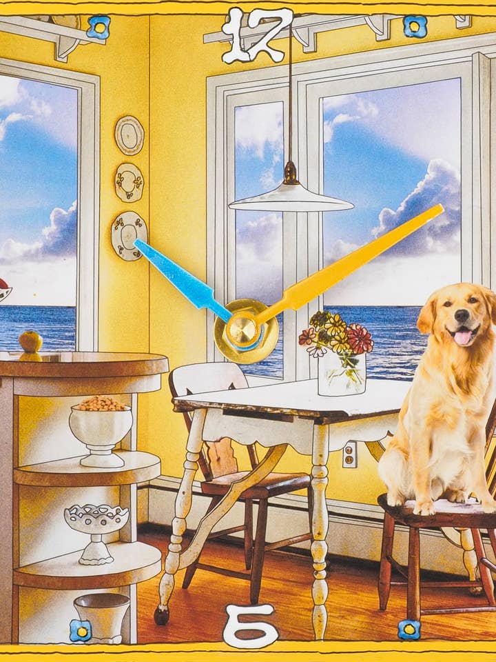 Golden Dinning, Collage Clock for wholesale by Lea Alboher