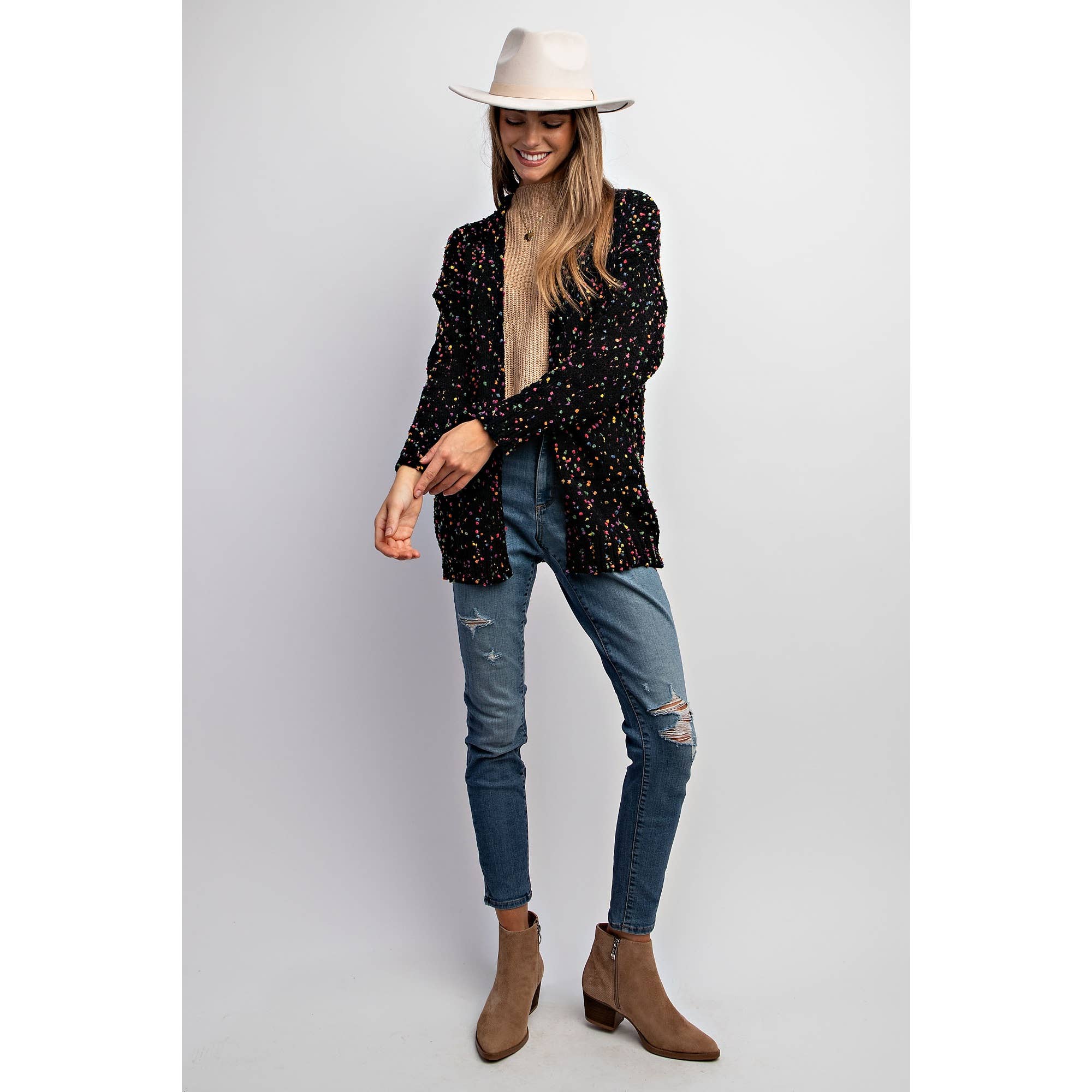 Sweet Generis - Wholesale Cardigan - Women's -  CARDIGAN W RAINBOW POPCORN SPECKLES1